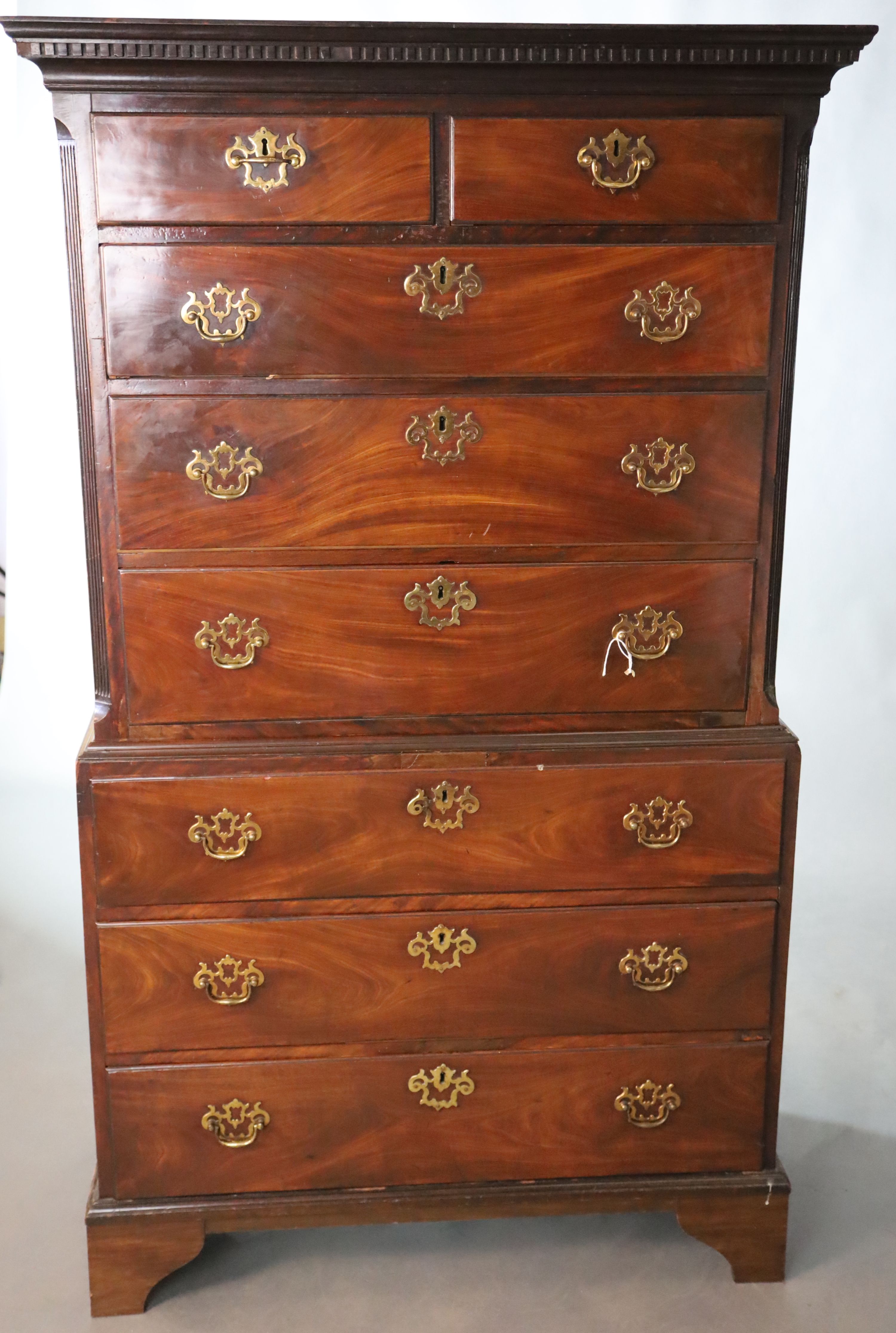 A George II mahogany chest on chest, W.100.5cm D.53.5cm H.175cm